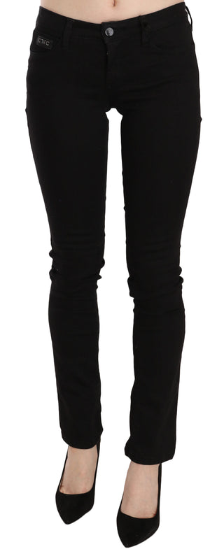 Schwarze Jeans mit Pailletten, mittlerer Bundhöhe und schmaler Passform