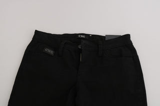 Jeans negros de cintura media con lentejuelas y corte ajustado