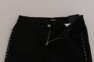 Black Embellished Mid Waist Skinny Denim Jeans