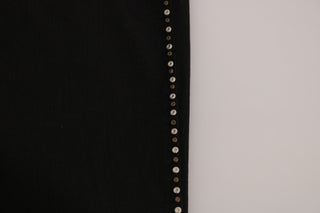 Black Embellished Mid Waist Skinny Denim Jeans