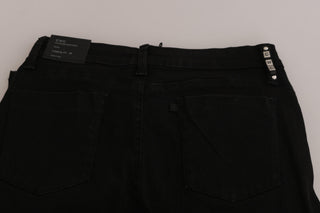 Black Embellished Mid Waist Skinny Denim Jeans