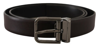 Dark Purple Leather Box Borchia Metal Buckle Belt