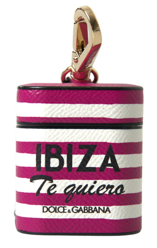 Fuchsia Dauphine Leder-Logo-AirPods-Etui