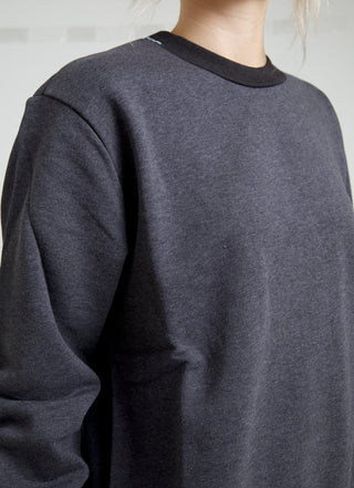 Dunkelgrauer Baumwollpullover mit Rundhalsausschnitt