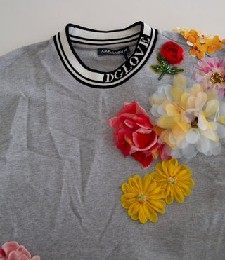 Suéter gris DG Amore Queen floral con cuello redondo