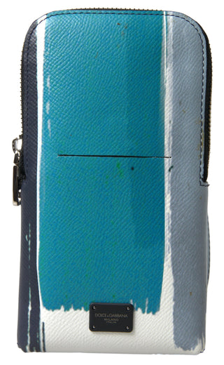 Bolso cruzado unisex azul de cuero para teléfono