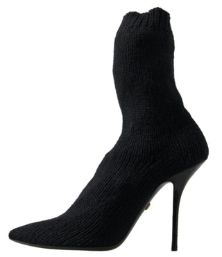 Schwarze Stiletto-Stiefel für Damen, wadenhoch