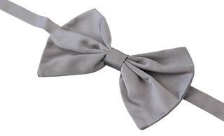 Pajarita para hombre de seda gris plateada ajustable para cuello Papillon