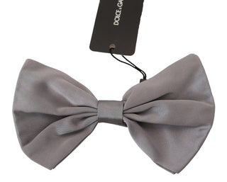 Pajarita para hombre de seda gris plateada ajustable para cuello Papillon