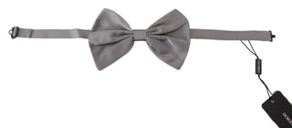 Pajarita para hombre de seda gris plateada ajustable para cuello Papillon