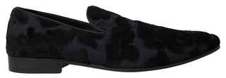 Black Brocade Loafers Formal Shoes