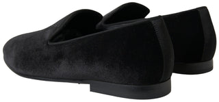 Schwarze Samt Loafers Formelle Schuhe
