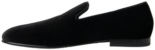 Schwarze Samt Loafers Formelle Schuhe