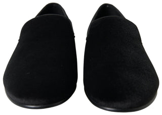 Schwarze Samt Loafers Formelle Schuhe