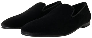 Schwarze Samt Loafers Formelle Schuhe