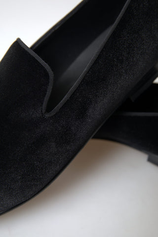 Schwarze Samt Loafers Formelle Schuhe