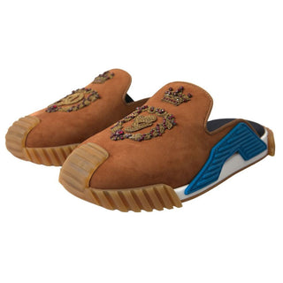 Braune Wildleder Crown Logo NS1 Pantoletten
