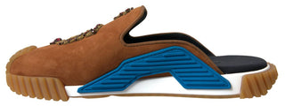 Braune Wildleder Crown Logo NS1 Pantoletten