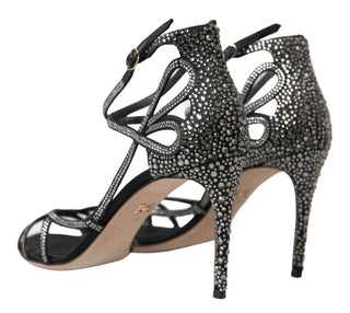 Rhinestone Stiletto Sandal Satin Shoes