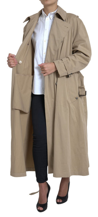 Khakifarbener zweireihiger Trenchcoat