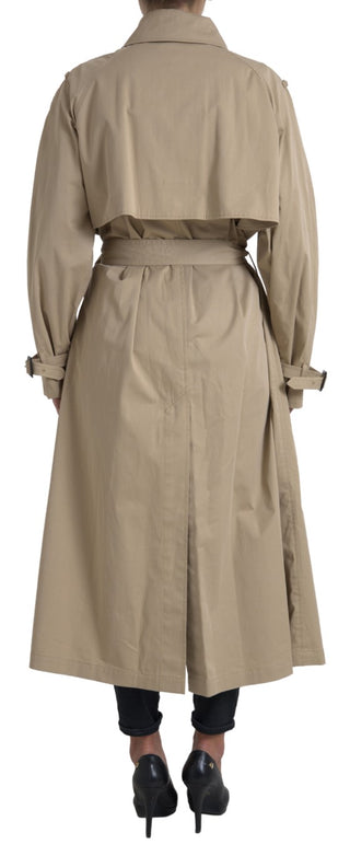 Khakifarbener zweireihiger Trenchcoat