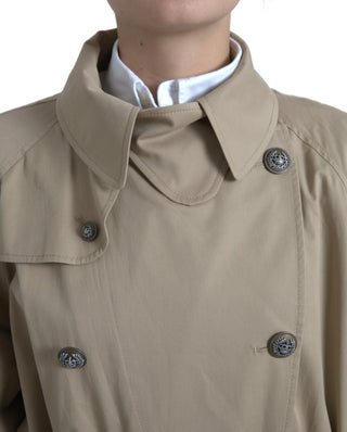 Khakifarbener zweireihiger Trenchcoat