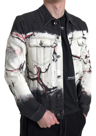 Mehrfarbige Jeansjacke mit Kragen aus Baumwolle