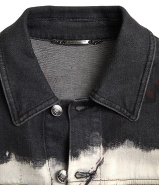 Mehrfarbige Jeansjacke mit Kragen aus Baumwolle