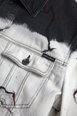 Mehrfarbige Jeansjacke mit Kragen aus Baumwolle
