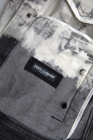 Mehrfarbige Jeansjacke mit Kragen aus Baumwolle