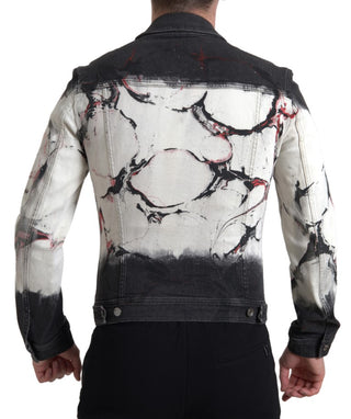 Mehrfarbige Jeansjacke mit Kragen aus Baumwolle