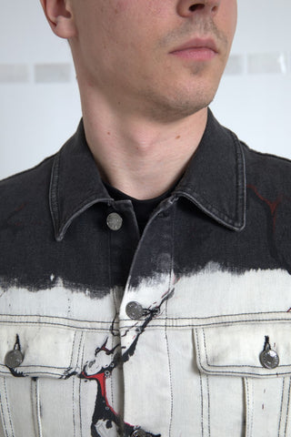 Mehrfarbige Jeansjacke mit Kragen aus Baumwolle
