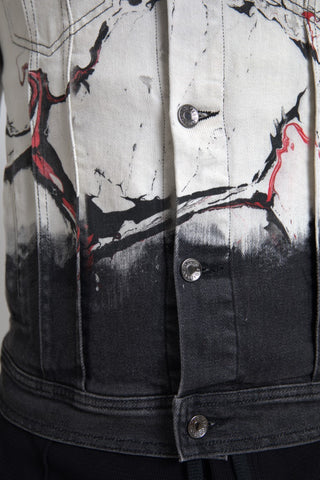 Mehrfarbige Jeansjacke mit Kragen aus Baumwolle