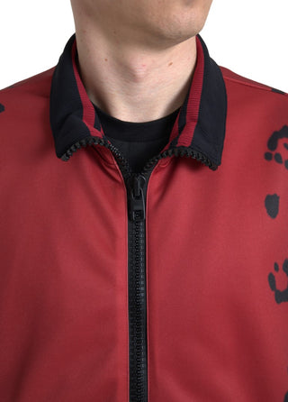 Roter Leopard Polyester Bomberjacke mit durchgehendem Reißverschluss
