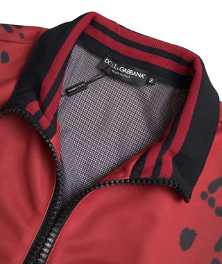 Roter Leopard Polyester Bomberjacke mit durchgehendem Reißverschluss