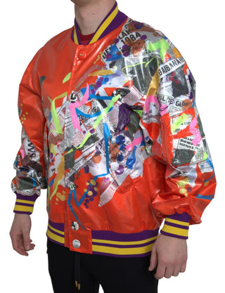 Chaqueta blusón naranja de poliéster con botones