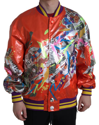 Chaqueta blusón naranja de poliéster con botones