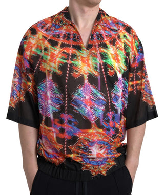 Mehrfarbiges Luminarie-Print Herren-Baumwollhemd