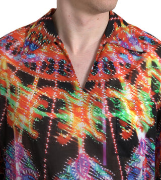 Mehrfarbiges Luminarie-Print Herren-Baumwollhemd