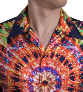 Mehrfarbiges Luminarie-Print Herrenhemd Seide