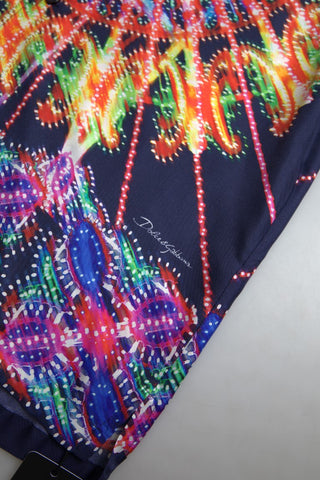 Mehrfarbiges Luminarie-Print Herrenhemd Seide