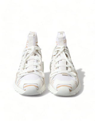 Weiß Beige Sorrento Socken-Sneaker Schuhe