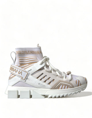 Weiß Beige Sorrento Socken-Sneaker Schuhe