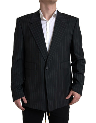 Blazer SICILIA negro de un solo botón con rayas