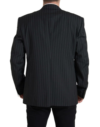Blazer SICILIA negro de un solo botón con rayas