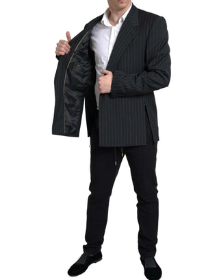 Blazer SICILIA negro de un solo botón con rayas