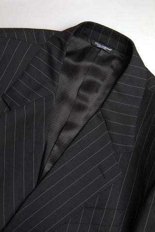 Blazer SICILIA negro de un solo botón con rayas