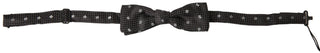 Pajarita Papillon ajustable para cuello de hombre de seda negra con patrón