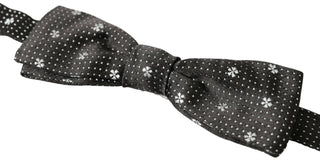 Pajarita Papillon ajustable para cuello de hombre de seda negra con patrón