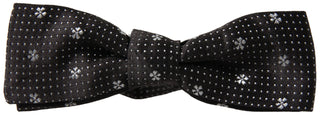 Pajarita Papillon ajustable para cuello de hombre de seda negra con patrón